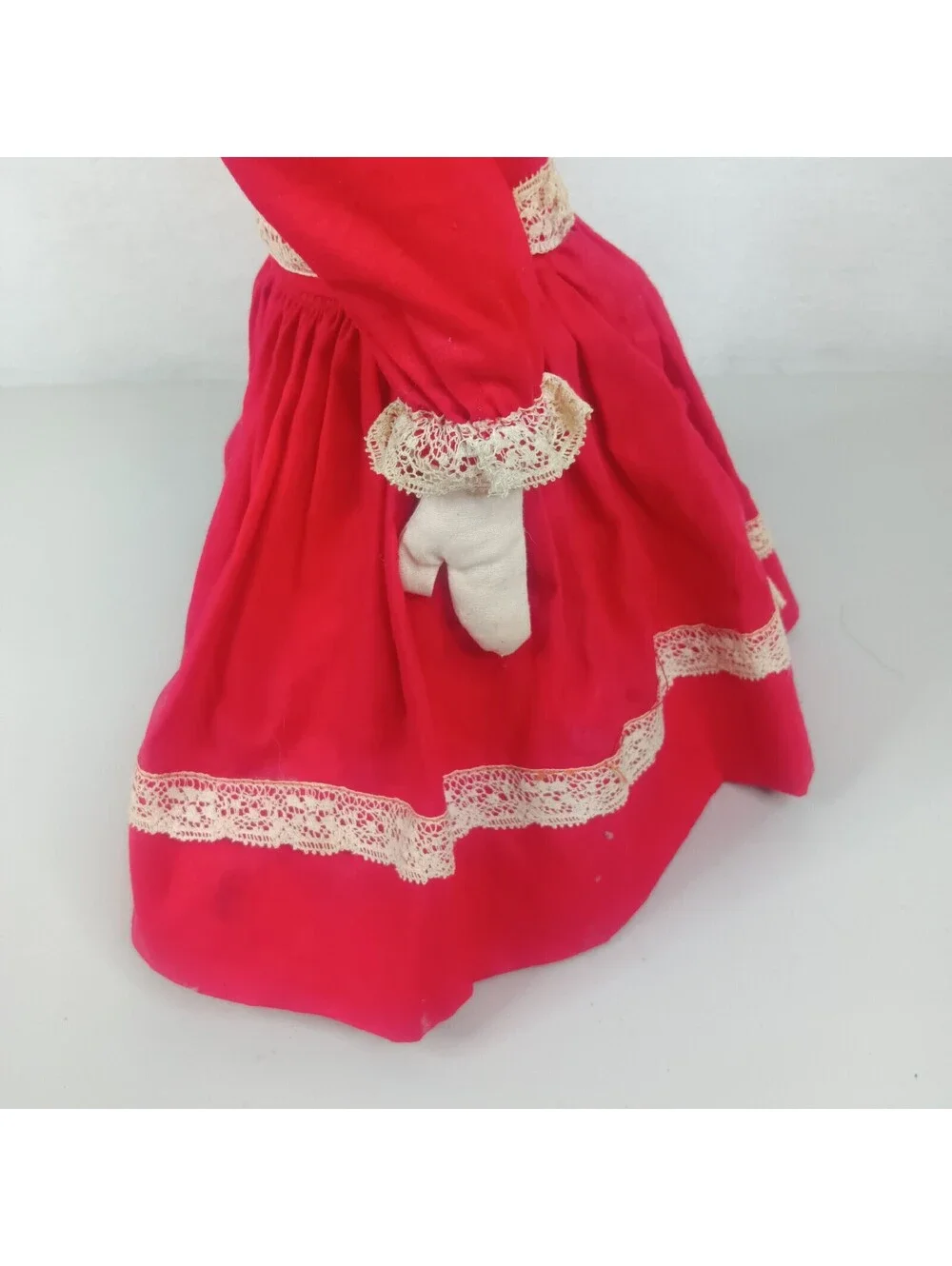 Vintage Handmade Kitschy Red Dress Doll W Empty Glass Crisco Body One Of A Kind